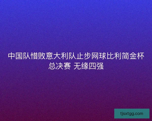 中国队惜败意大利队止步网球比利简金杯总决赛 无缘四强 中国队惜败意大利队止步网球比利简金杯总决赛 无缘四强